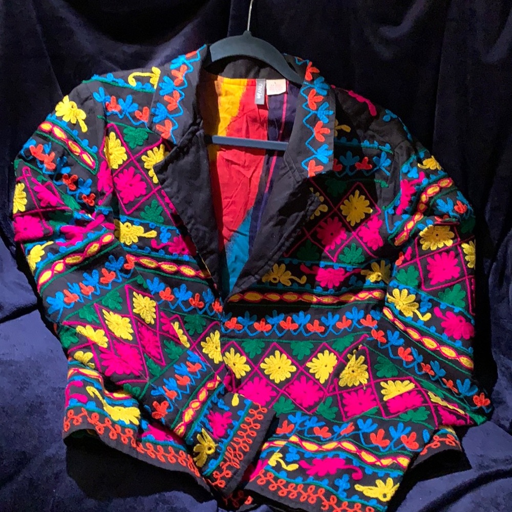 Anu L cotton blazer/jacket multi/color embroidery